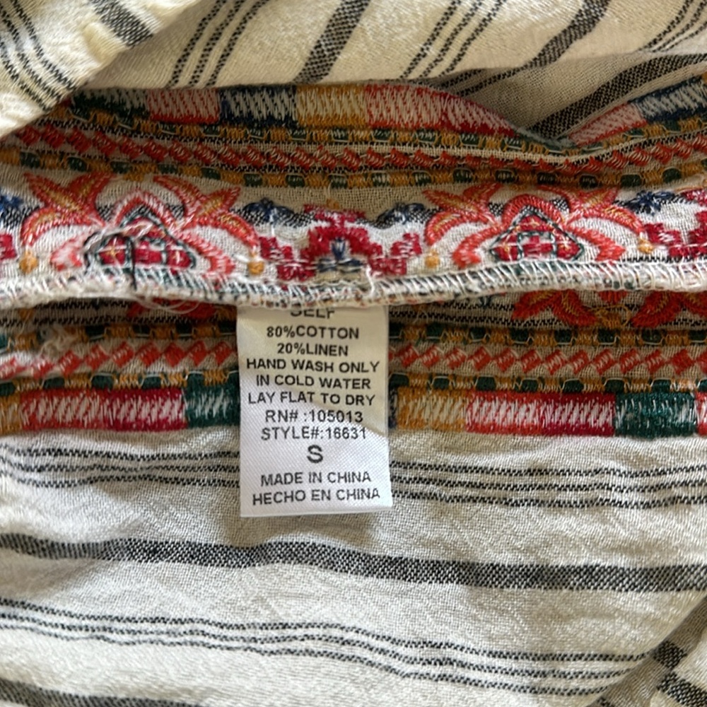 Savanna Jane embroidered cotton/linen sleeveless top size S - Picture 5 of 5